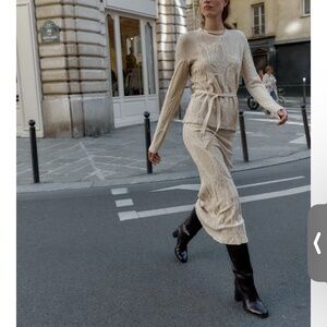 NWT Zara jacquard white skirt and top set